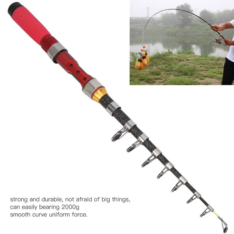 1.9m Portable Rotary Fishing Pole Outdoor Fiberglass Telescopic Casting Fishing