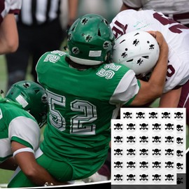 Leinuosen Helmet Stickers Football Baseball Helmet Decals 1-1/8 Inch Vinyl Sports Football Decals Self Adhesive Hockey Stickers for Hockey, Lacrosse, Batting(Clear Print Black,Skull)