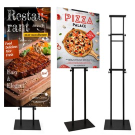 Floor Poster Board Stand, Double-Sided for Board & Foam Sign, Adjustable Metal Sign Holder, Height Up to 82Inches Poster Stand for Display Pedestal Sign Stand (1 Pack Poster Stand)
