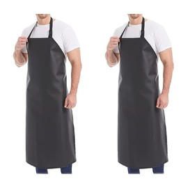 CHAMSUREUK 2 Pack 40" Waterproof Rubber PVC Apron Adjustable Aprons for Men HEAVY Duty Chemical Resistant Work Apron Extra Long Aprons for car wash Lab Butcher Cooking Kitchen BBQ