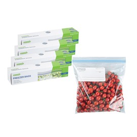 Restaurantware Bag Tek 1 Gallon Freezer Zip Bags 25 Disposable Zipper Pouch Bags - Double Zipper Greaseproof Clear Plastic Freezer Bags With Write-On-Label For Food Organization And Storage