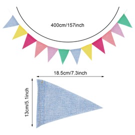 60 Flags 68 Feet Bunting Banner, Multicolor Outdoor Waterproof Triangle Flags Imitated Linen Burlap Bunting Supply for Wedding Birthday Party Home Festival Decoration