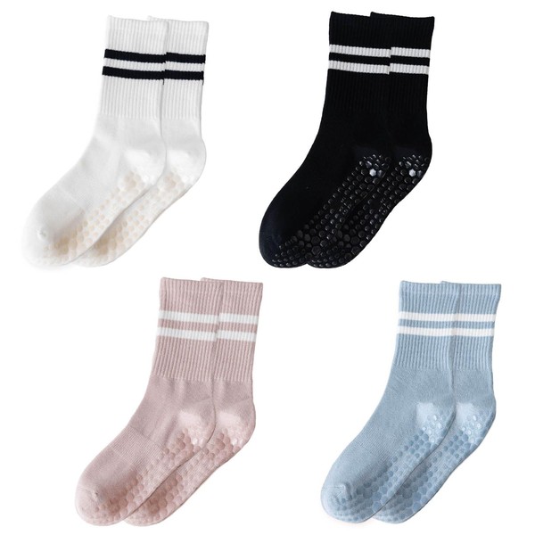 MAXQUU 4 Pairs Pilates Socks, Grip Socks, Yoga Socks, Non-Slip