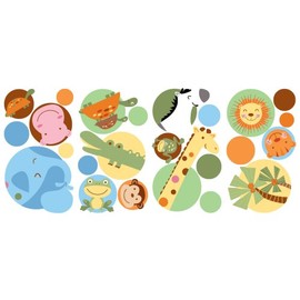 RoomMates Jungle animals polka dot Wall Decal