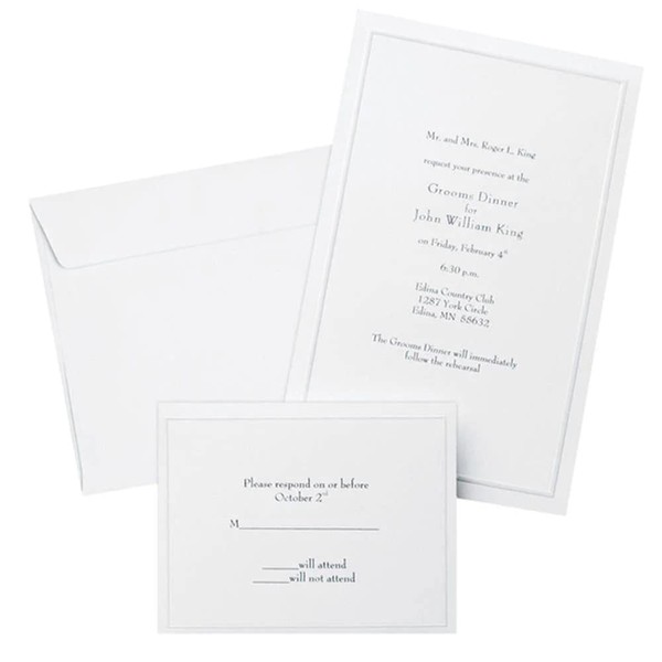 Gartner Studios Border Wedding Invitation Kit, Pearl White, 50-Count (61001)