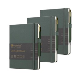 A5 Lined Leather Journal and Pen Set (3 packs), Hardcover Notebook with Pen, 160 Pages 100gsm Thick Ruled Paper for Men Women, for Work, Business, School or Home Writing, 5.7'' x 9'' (Green)
