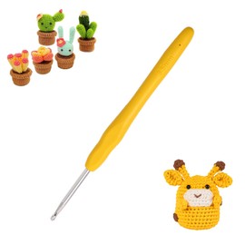 3.5mm Crochet Hook Crochet Knitting, Ergonomic Soft Handles Crochet Hooks for Arthritic Hands, Light and Comfortable Crochet Tool,Crochet Tool for Knitting Suitable for Beginners (Yellow)