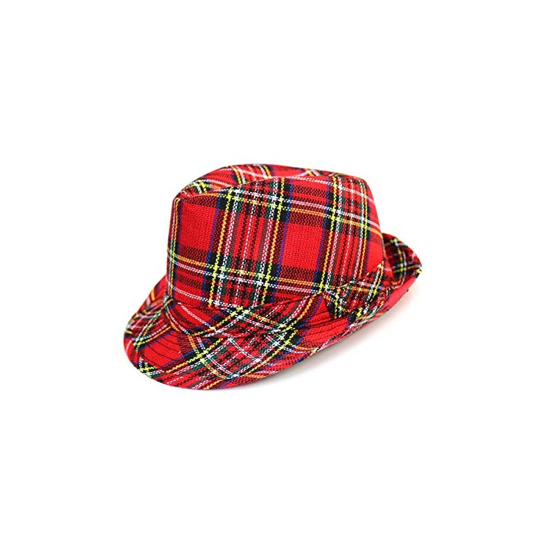 By Robelli Adult Red Tartan Trilby Fedora Hat