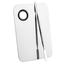 Sinen Professional Stainless Steel Makeup Palette Cosmetic Palette with Spatula Tool For Nail Art Eye Shadow Eyelash Makeup Professional Pigment Blending（6 x 4 Inch Sliver）