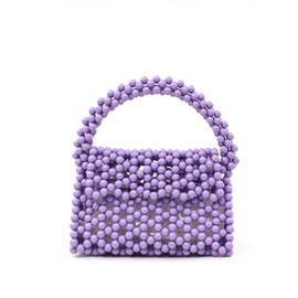 Abvokury YUSHINY Candy Color Acrylic Beaded Hollow Handbag Evening Clutch Triangle Bags for Wedding Party, Purple, Small