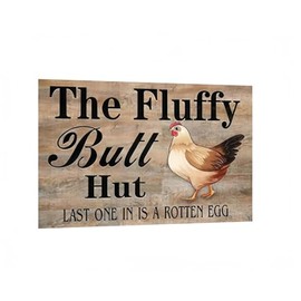 Carastora Vintage Metal Tin Sign Funny Sarcastic Party Wall Art Decor SignsFunny Chicken Coop Sign, "Last One In Is A Rotten Egg" Metal Tin Sign, 8x12 Inch Wall Decor for Farm, Poultry House, Kitchen, and Barn