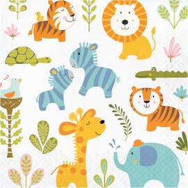 Creative Converting Wild Safari Lunch Napkins Party Supplies, 6.5" x 6.5", Multicolor