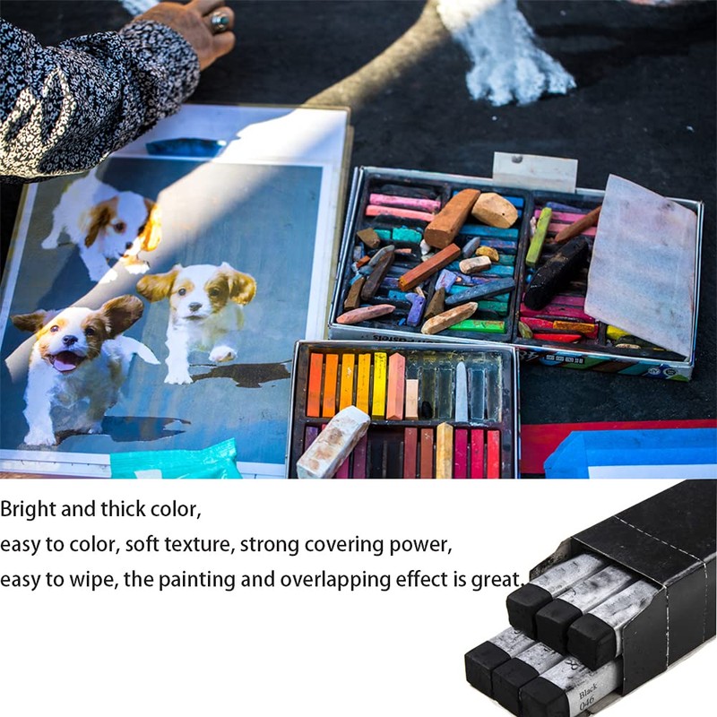 Set of 6 Square Soft Pastels in Pure Colours Non-Toxic