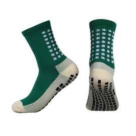 BUKEORE 2 Set Anti-slip Grip Soccer Socks with Shin Guard Sleeves, Sports Athletic Socks for Men Women (US, Alpha, One Size, Regular, Regular, Men: 6-12 Woman: 7-13, 2 Set: Green)