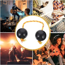 Aslatuas Rhythmic Ball Kashaka Instrument, Two Pair ABS Kashaka Music Egg Shakers, Double Gourd, Easy to Play for Adults and Teenagers at Parties, Shows (Black)