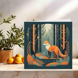 Woodland Fox Birthday Cards Greeting Card Forest Woods Foxes Cards 145 x 145mm