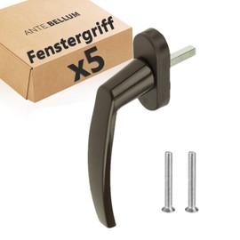 High Quality Brown Aluminium Window Handles - Safe and Stylish Accessory for Windows and Doors with 35mm Long Pin. Fits Most Standard Windows. (Brown, Pack of 5)