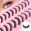 10 Pares De Pestañas Manga, 12 Mm, Naturales, Hechas A