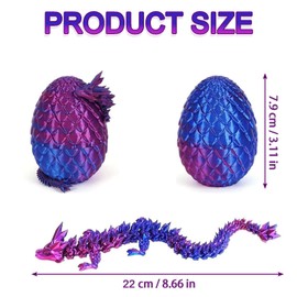 JSGBZK 3D Printed Dragon in Egg, Dragon Egg, Gemstone Dragon Fidget Toy Creative Decoration, Mystery Flexible Colorful Fidget Dragon Egg Toy Set for Home Office Executive Desk Toys