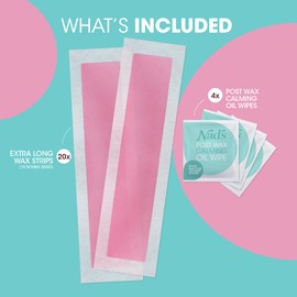 Nad's Extra Long Wax Strips, Hair Removal, Large Waxing Strips, 20 Strips