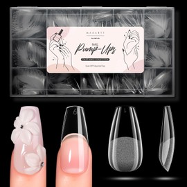 Makartt Medium Coffin Nail Tips: 510pcs Pre-Shaped Full Cover Half Matte Press on Nails 15 Sizes Soak Off Soft Gel False Nails for Extension No Crease Acrylic Nail Manicure DIY Salon Home