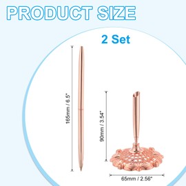 PATIKIL 2 Pcs Hollow Round Pen Metal Ballpoint Pens Set, 1mm Black Ink Pens for Business Office Wedding Guest Signature, Rose Gold