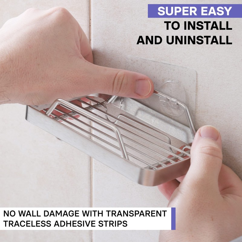 KINCMAX Premium Adhesive Soap Holder for Shower Wall - Drill