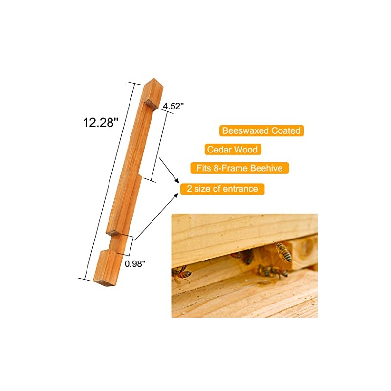 BeeCastle Beehive Entrance Reducer 8 Frame Wood Hive Beeswax Coated