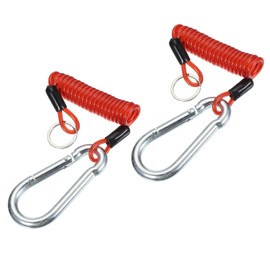 PATIKIL 4 ft Breakaway Trailer Cable,2 Pcs Trailer Brake Away Cable Safety Cable Straps Spring Towing Coiled Wire with Clip for RV Trailer Emergency Breakaway Switch Red