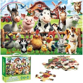 BenBen Floor Puzzles for Kids, Farm Animals Puzzles for Kids Ages 4-6, 48 Piece Large Jigsaw Puzzles for Toddlers, 35.5” x 23.5”, Birthday Gift for Girls Boys