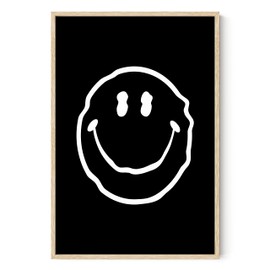HAUS AND HUES Trippy Posters Black Smiley Face Poster Posters for Room Aesthetic Trippy Black Aesthetic Room Decor Dark Room Decor Aesthetic Grunge (24” x 36” Unframed)