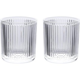 Glass Toothbrush Holder Cup | Crystal Clear Tumbler Makeup Brush Holder for Bedside Table, Bathroom, Vanity, 2Pack Crystal Glass with Gold Rims (2pcs clear)