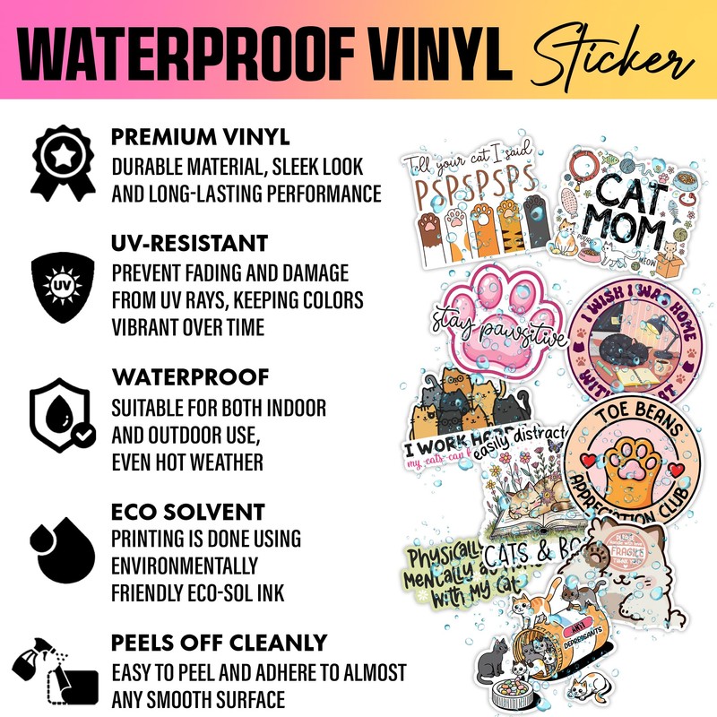 VOTANTA (10 Pcs, 3 inch) - Cute Cat Lover Stickers