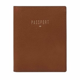 Fossil Women's Passport Leather Wallet RFID Blocking Travel Passport Holder Case, Brown (Model: SLG1499200)
