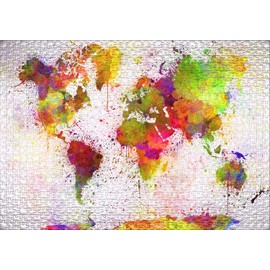 Ulmer Puzzleschmiede - Puzzle "Colourful World" - Classic 1000 Piece Puzzle - Modern Puzzle Motif with Original Colour Staging of the World Map