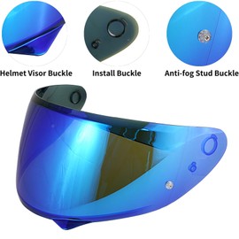 VCOROS HJ-34P Helmet Visor - HJ-34P Helemt Shield Visor Tinted C10 Helmet Visor Face Shield for HJ-34P C10 (Chrome Blue)