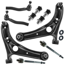 TRQ Front Steering & Suspension Kit Control Arm with Ball Joint Sway Bar Stabilizer Link Tie Rod Compatible with 2000-2003 Toyota Echo