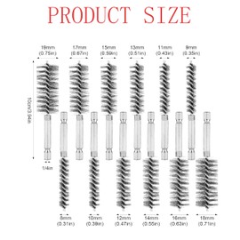 Taicols 10 Pieces of Wire Brush Drilling Cleaning Brush Set, Stainless Steel Hole Cleaning Brush, 1/4 Inch Hexagonal Handle Tube Cleaning Drill Bit Wire Brush