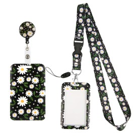 TOYMIS Retractable Badge Holders, Badge Holders Adjustable ID Badge Holder with Lanyard Badge Holder Necklace Name Badge Holder for Key Wallet Women Children Nurse Teacher (Daisy)