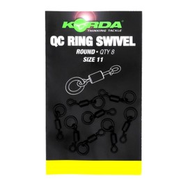 Korda - Quick Change Ring Swivel Round Size 11 | Quick Change Swivel for Fishing Rigs | Anti-Glare PTFE Coated | Ideal for Carp Fishing, Chod Rigs & Helicopter Setups