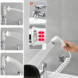 STOAT® Sink Shower Head, Hand Shower Set with Hose and Shower Head Holder and Tap Dispenser, Hand Shower for Sink, Sink Shower, Sink Shower, Tap Extension