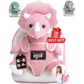 Naturally KIDS Naturally KIDS Pink Triceratops Toy, Triceratops Stuffed Animal for 2 3 4 5 Year Old Girl, Stuffed Dinosaur for Girls, Pink Toddler Backpack