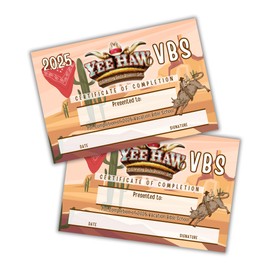 Lashicorn 2025 VBS YeeHaw Certificate of Completion 50pk 6x9” Country Vacation Bible School Award Participation Celebrating God’s Greatest Gift Groups Weekend Wild West