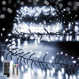 Ollny 6 m Outdoor Fairy Lights, 400 LEDs, Fairy Lights with 8 Modes and Timer, Cluster Fairy Lights, IP44 Waterproof with Plug, for Christmas Tree, Wedding, Party (Cool White)