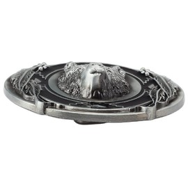 Longcreek Bear Belt Buckle for Men, Nordic Viking Bear Head Belt Buckle, Punk Bear Animal Oval Belt Buckle, Vintage Leaf Bear Western Cowboy Belt Buckle, Punk Rock Belt Buckle, silver