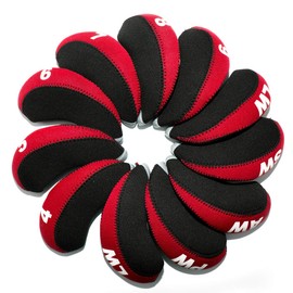 11pcs Golf Iron Head Covers with Number Printed #4-9,PW,SW,AW,LWx2 Golf Headcovers for Iron Club (Red)