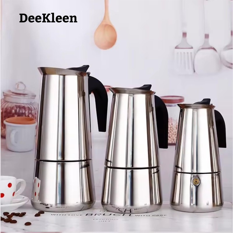 DeeKleen Stainless Steel Moka Pot Espresso Maker,Stovetop Moka Pot,Percolator Coffee