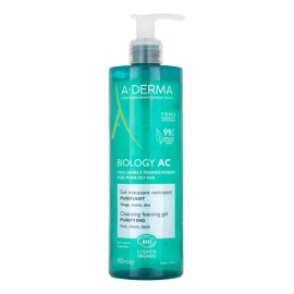 A-Derma Biology AC Gel Espumoso Purificante, Piel Mixta, Uso Día y Noche, 400 ml