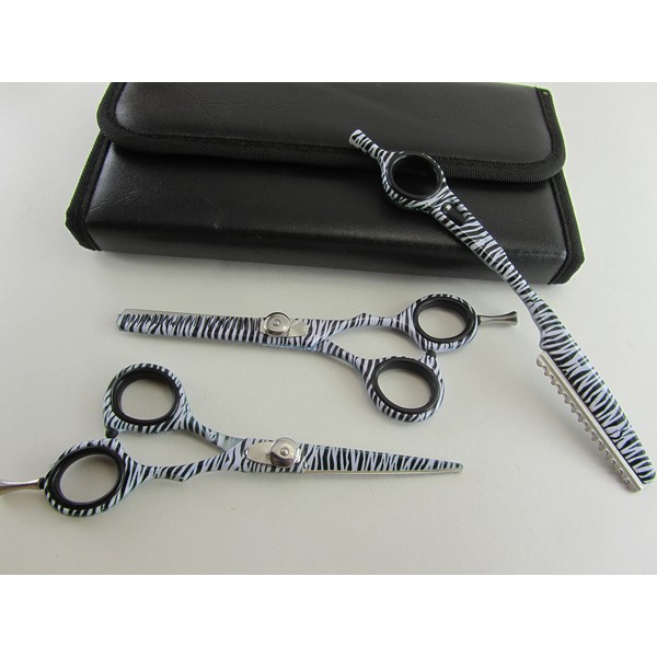 5.5" Professional Barber Razor Edge Paper Coated Zabera Hair Cutting and Texturizing Shears Scissors Set+case