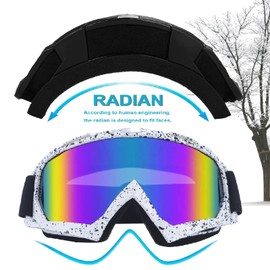 DONGZQAN OTG Unisex Ski Goggles for Glasses Wearers, Cross Goggles, Anti-Fog UV Goggles with Foam Padding, Suitable for Outdoor Sports (Colourful)